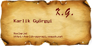 Karlik Györgyi névjegykártya